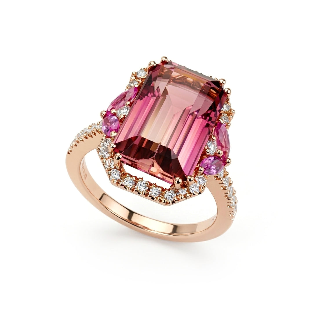 Anillo golay oct turmalina 14x9, marq. z.rosa y diamantes APU494DZPTO149-24242110071