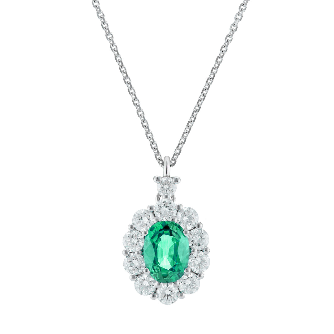 Golay collana smeraldo ovale 7x5 e contorno di diamanti PCL045DISM1-26111110424