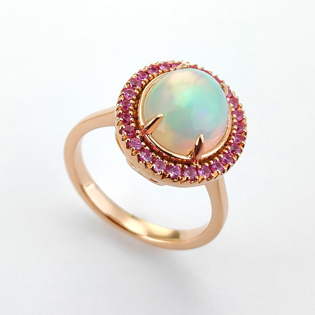 Golay cabochon opal ring 10x8 and zaff outline. pink ACLC430ZPOP-24080110056