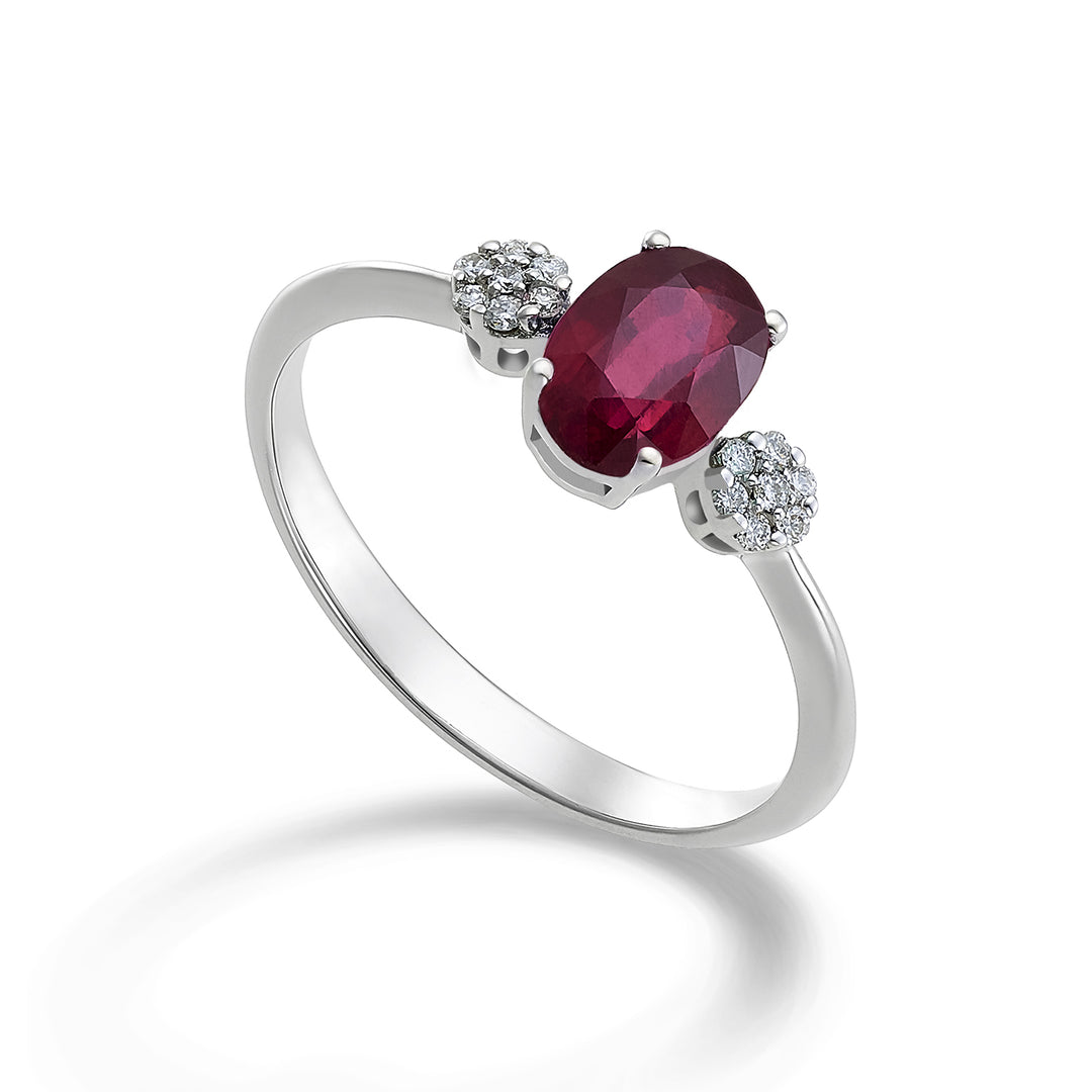 Mikiko un rubí ovalado de 18k 7x5 ct. 0,90 diámetro. ct.0.08 MA5058O4RBC