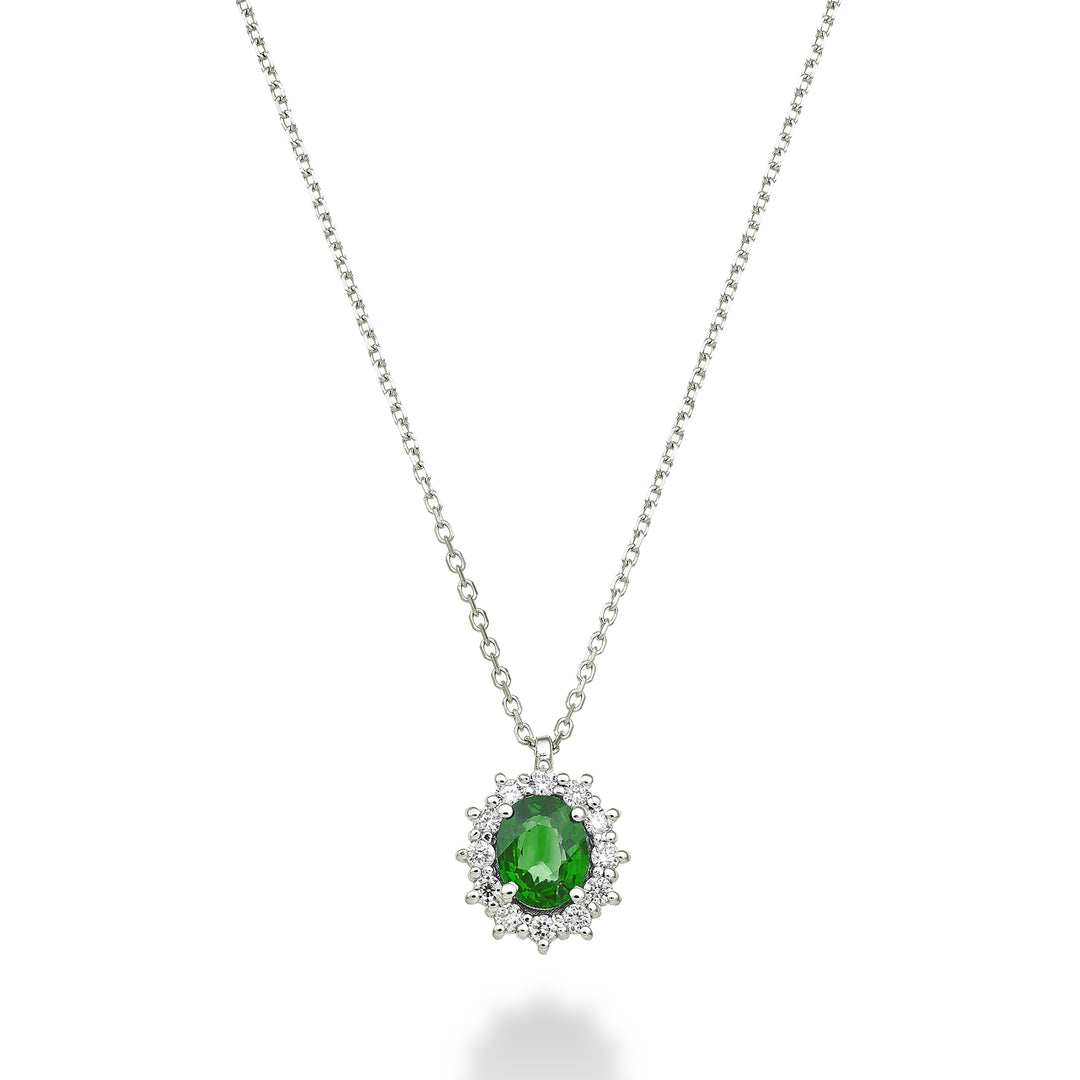Mikiko cl 18k esmeralda n. ovalado 5x4 ct.0,30 diam. 0,10 quilates MD5126O4SMN