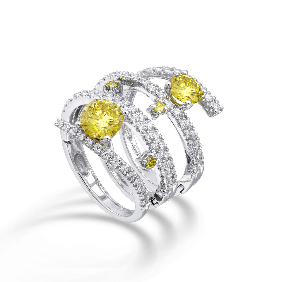Golay six row band ring with joints and fancy stones AFS706DFY-25132110270