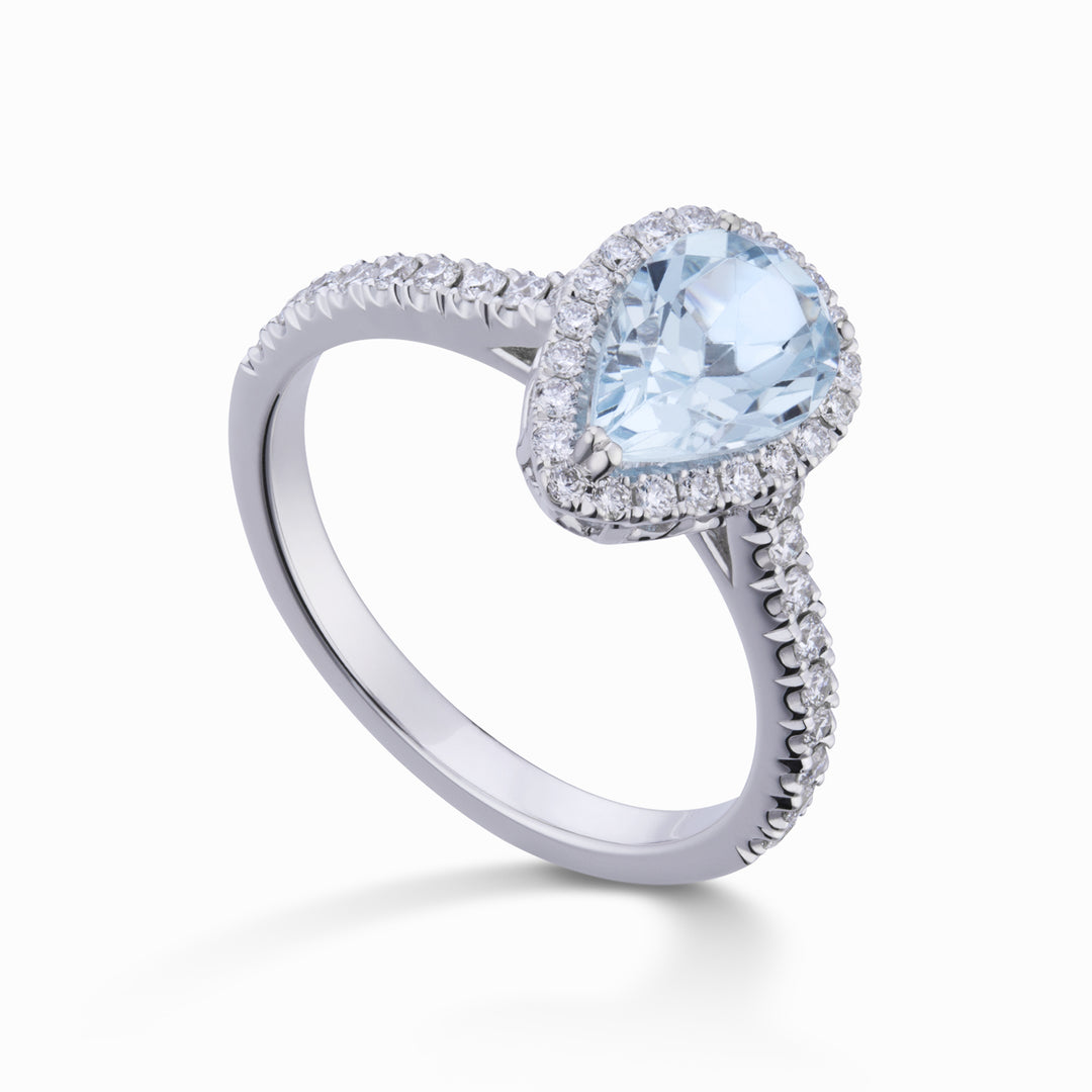 World Diamond Group anello acquamarina goccia 9x6 e diamanti ACLC090DIAQ1-21214110020