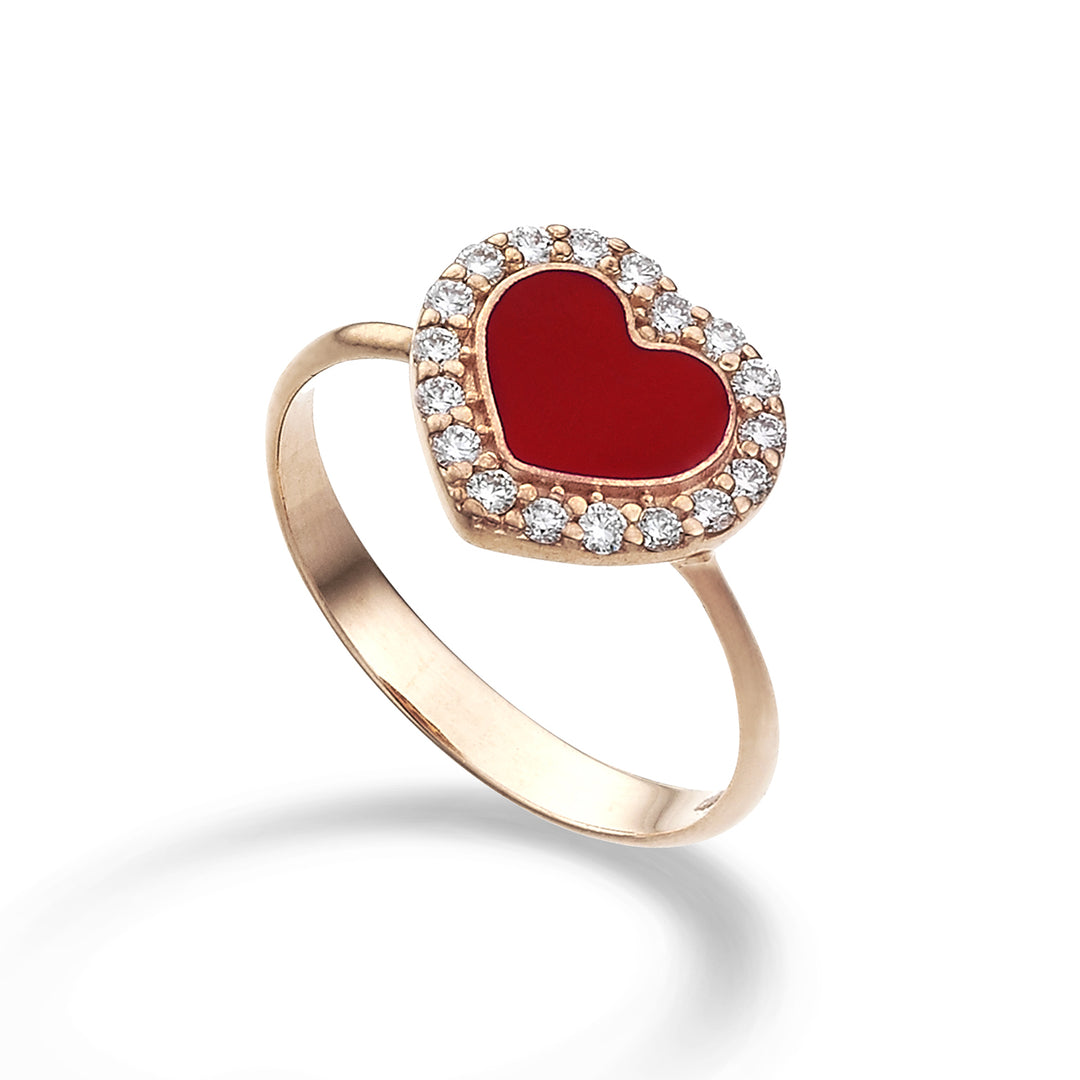 Mikiko an 9k ct.0.24 corazón grande esmalte rojo MA5135R3BR024