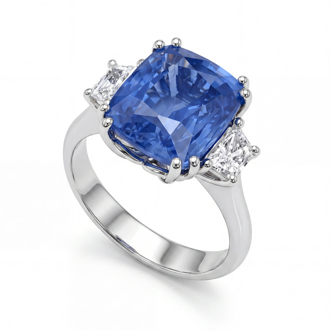 World Diamond Group anello zaffiro cushion 11x9 e diam lat a trapezio ACL135DIZB911-23019110054