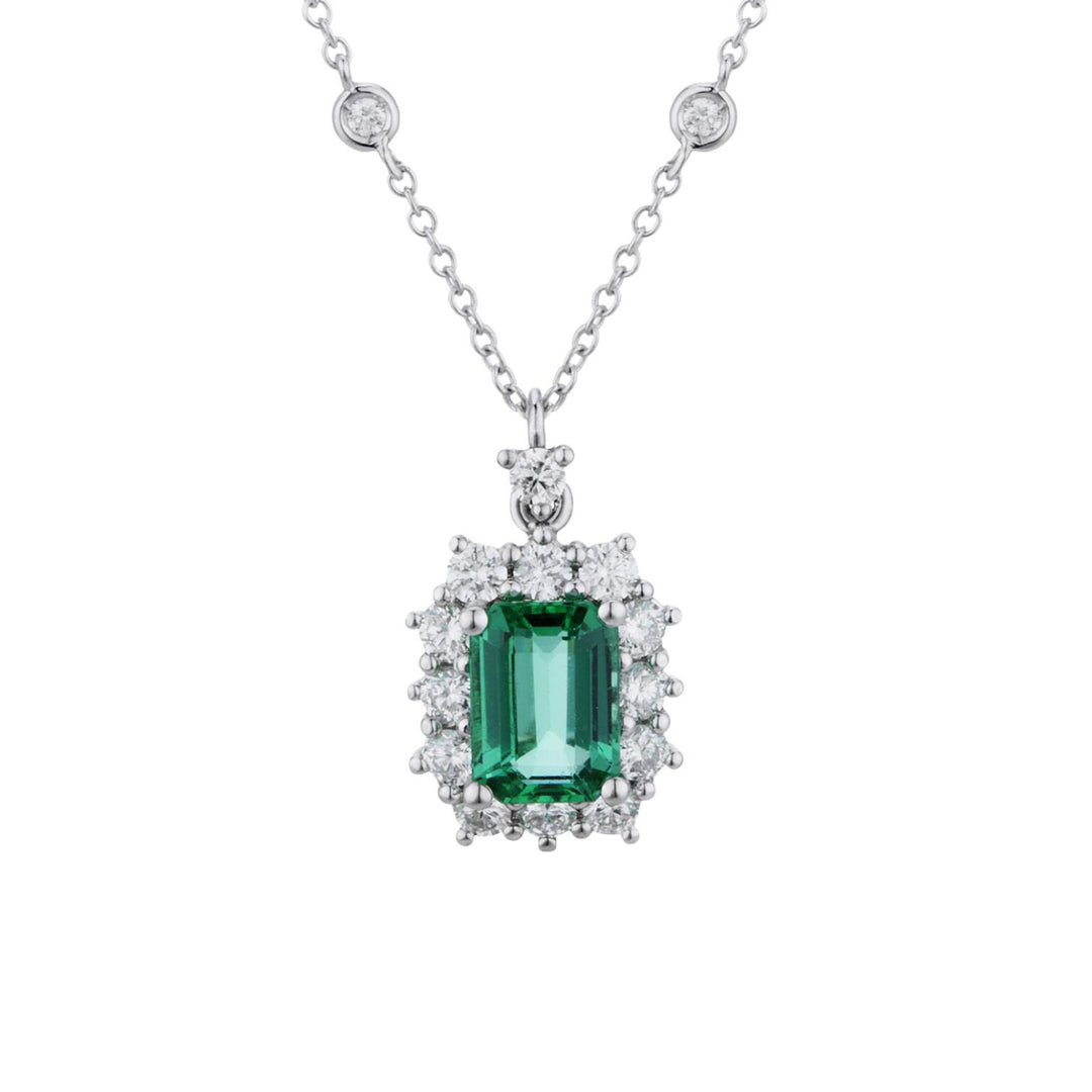 Golay collana pendente smeraldo ottagonale 6x4 e 14 diam PCL058DISM1-23299110084