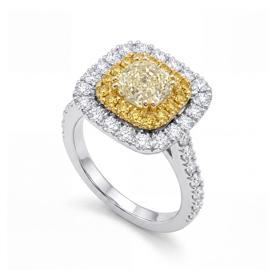 Golay fancy cushion diamond ring 6x6 double contour AMP883DFY66BG-26131110076