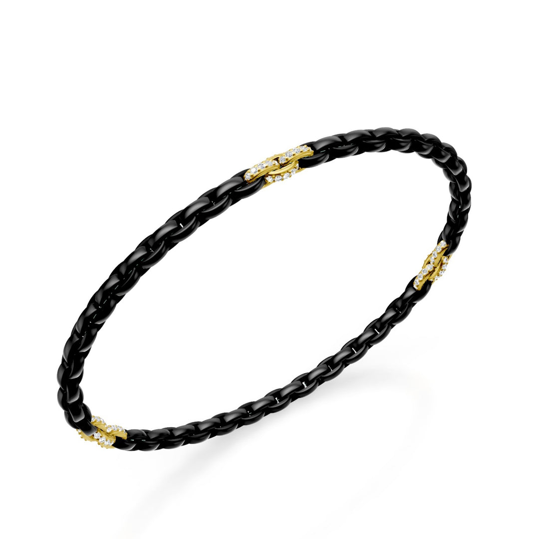 Bracelet Golay en titane noir, avec 9 inserts pavés en or jaune 18 carats, maillon ovale, 17,5 cm GBR034E9O1DINE-175
