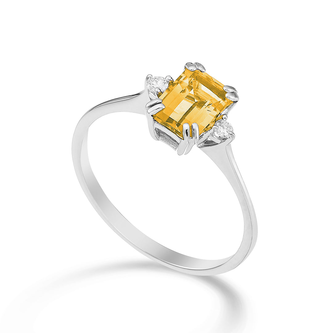 Mikiko an 18k octagonal citrine 7x5 ct.0.85 diam. ct.0,05 MACL090DICITR2O4