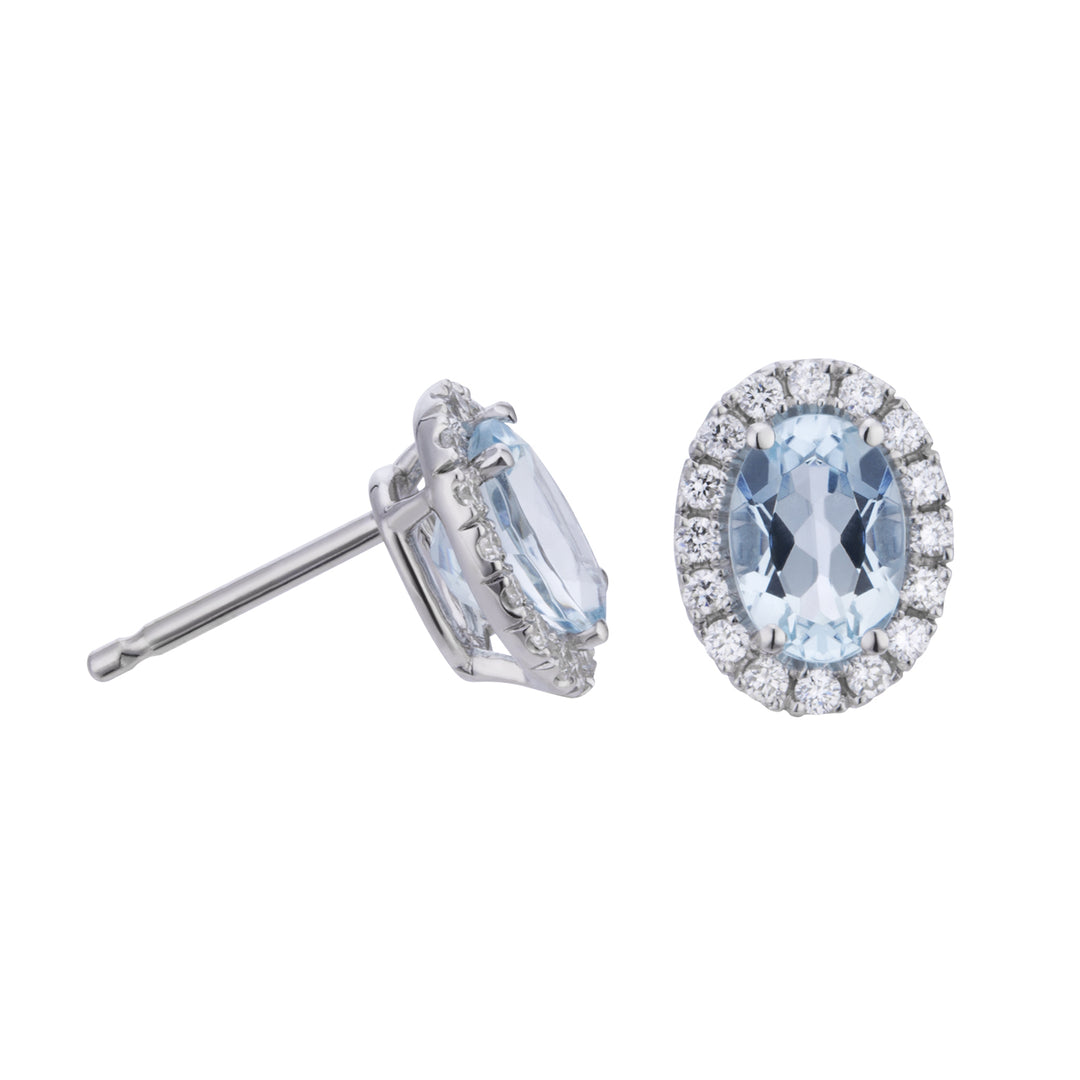 World Diamond Group orecchini acquamarina 7x5 ovale e diamanti OCL070DIAQ3-23165110038