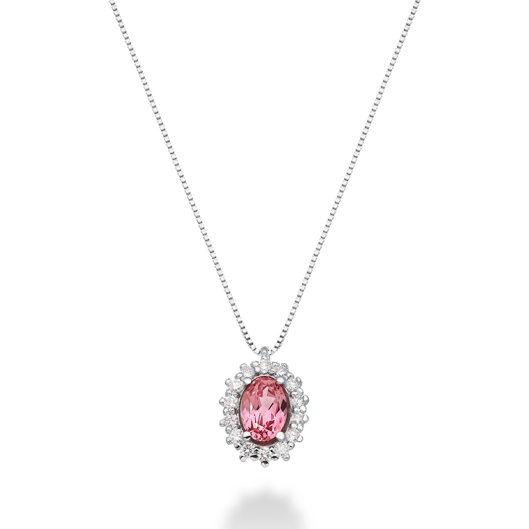 Mikiko cl 18k zaffiro rosa ovale 6x4 ct.0,60 diam. ct.0,13 MD5086O4ZFRP