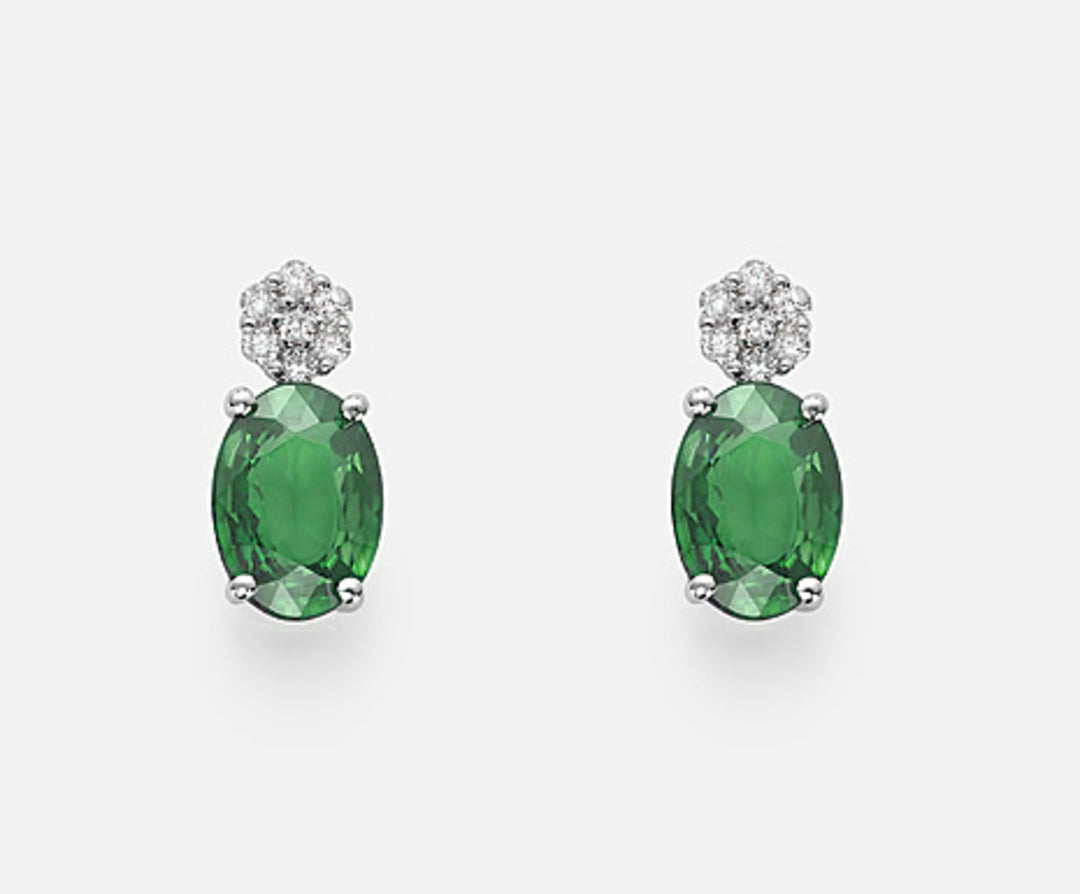 Nihama ou émeraude ovale 18 carats 7x5 ct. 1,20 de diamètre. ct. 0,08 NO5014O4BE