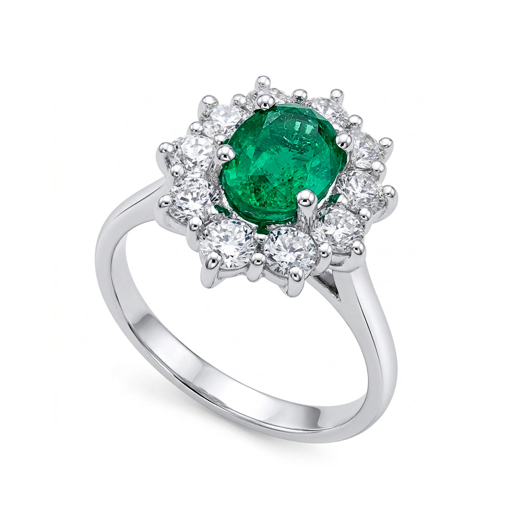 Golay oval emerald ring 6x4 contour 10 diamonds ACLC102DISM46EC-26105110204