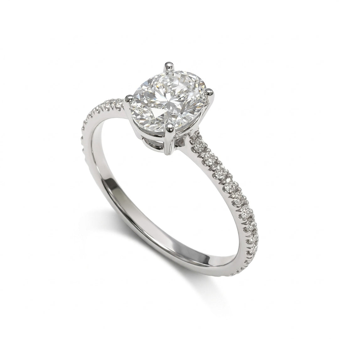 Bague solitaire diamant ovale Golay, tige encastrée ASL808D-26014110168