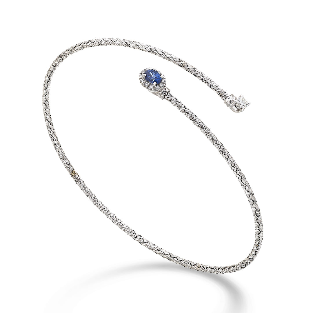 World Diamond Group br maille saphir naturel ovale 18 carats 4x3 ct.0,21 diam. Or blanc 0,13 ct GBMAGLIA01DIZFO4