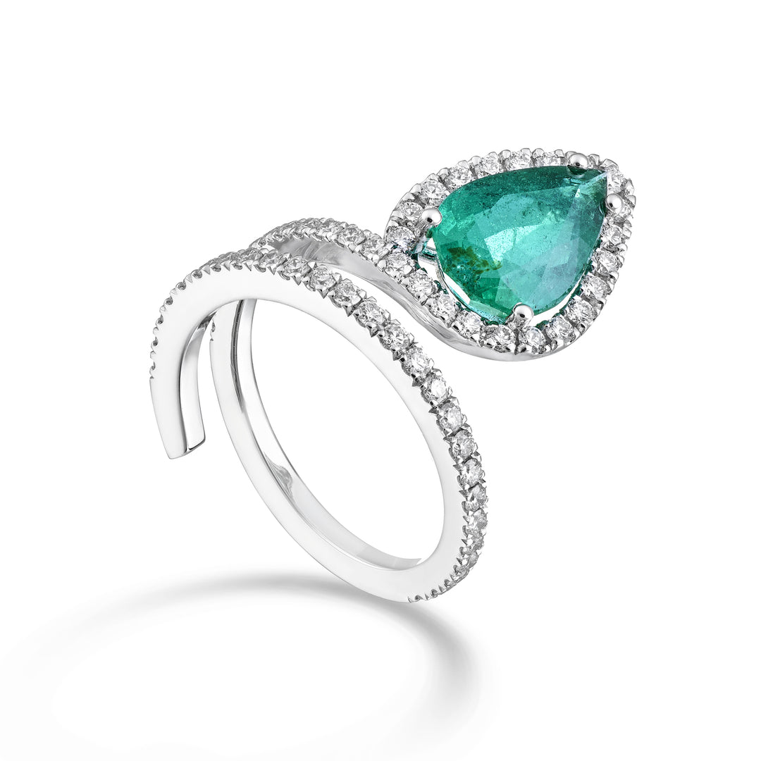 Golay anello diamanti due file smeraldo gocci 12x8 AMF835DSM128-26061110199