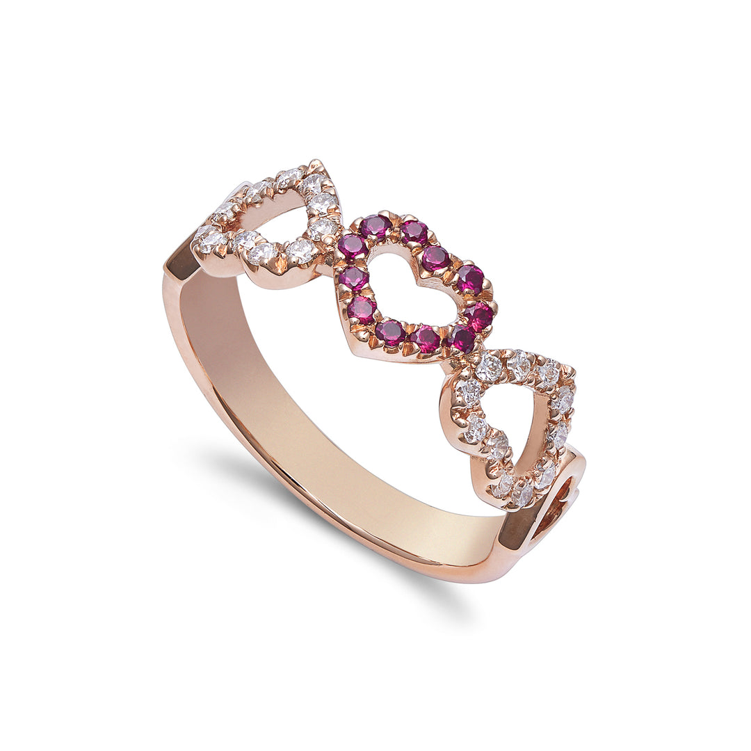 Golay love me ring 5 hearts, diamonds and rubies ct. 0.32 AF5CU014DIRU-22164110020