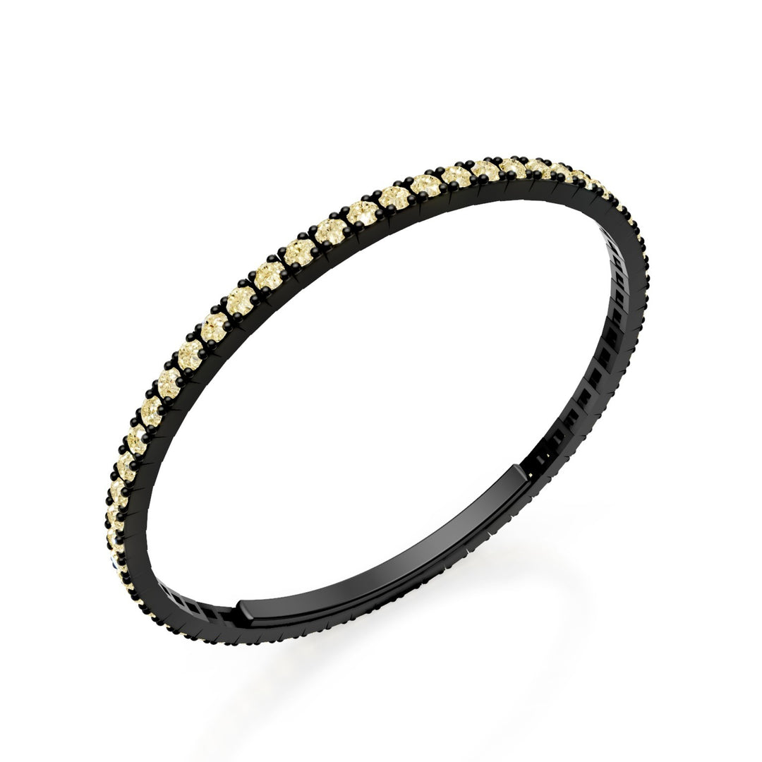 Bracelet tennis X-Diamond en titane noir entièrement serti de diamants l. g. jaune fantaisie, avec fermoir papillon, 18,5 cm, deuxième taille LXDBRT012FYNE-185