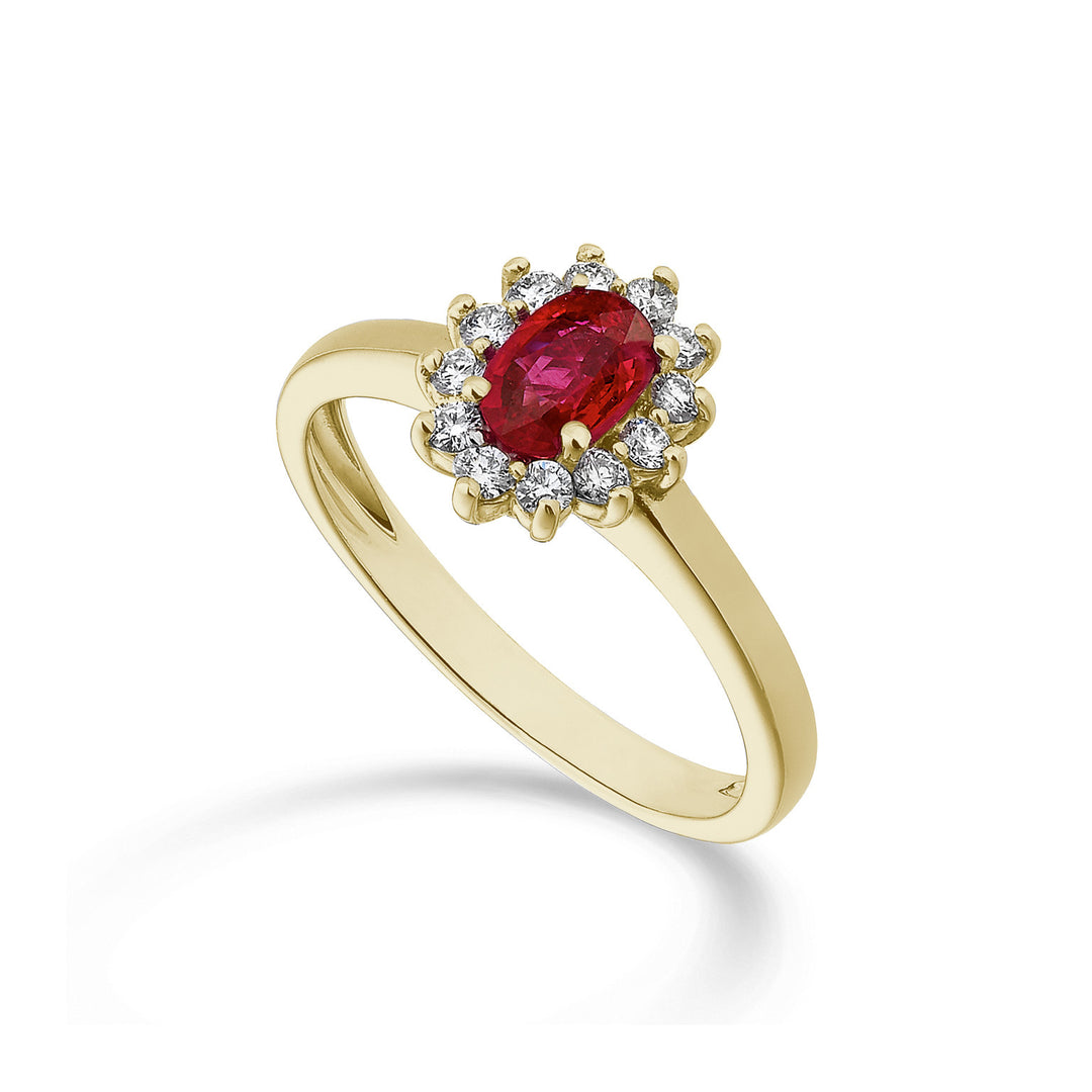 Nihama un rubí ovalado de 18k en oro amarillo de 6x4 ct. 0,40 diámetro. 0,23 quilates NA5093O1RBC