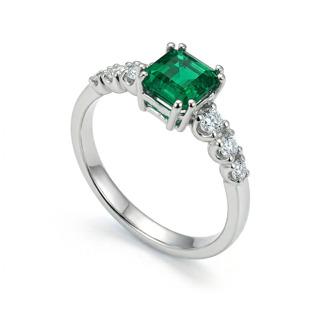 Golay anello solitario smeraldo ott 5x5 con pietre later ACL454DSM55-24157110041