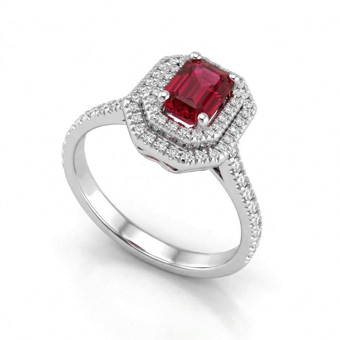 Bague rubis Golay oct 6x4 double compte et tige inc ACLC324DIRU64-23346110048