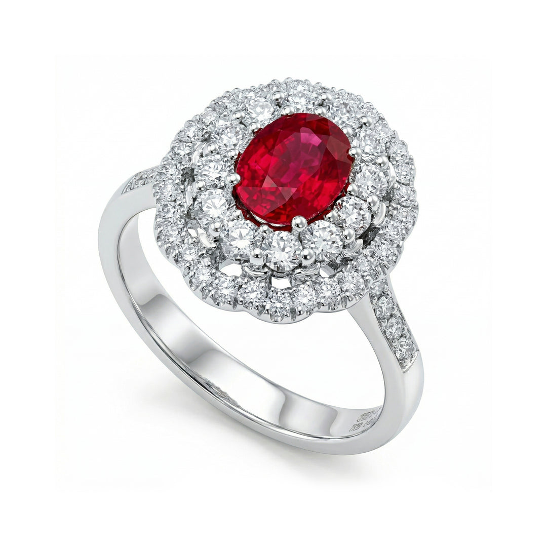 Golay oval ruby ring 7x5 and diamonds contour + stem ACLC050DIRU-22158110049