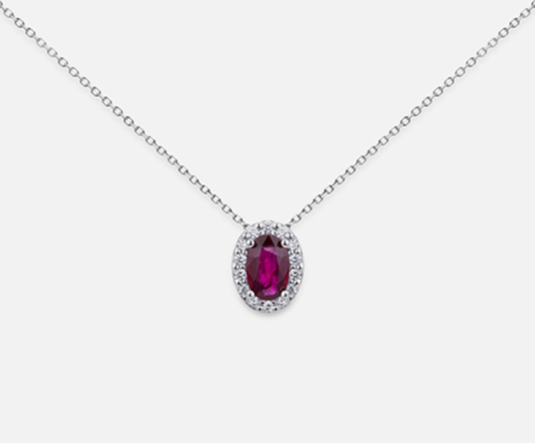 Mikiko cl 18k rubí n. ovalado 6x4 ct.0.46 dia ct.0.09 MD5059O4RBN046