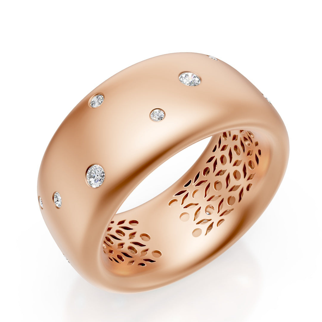 Bague Golay en or 18 carats avec diamants épars, rose satiné, taille 14 GAN021O3DIS-14