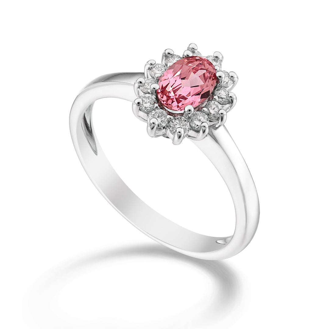 Nihama un zafiro rosa ovalado de 18k 6x4 ct.0,60 diam. 0,23 quilates NA5093O4ZFRP