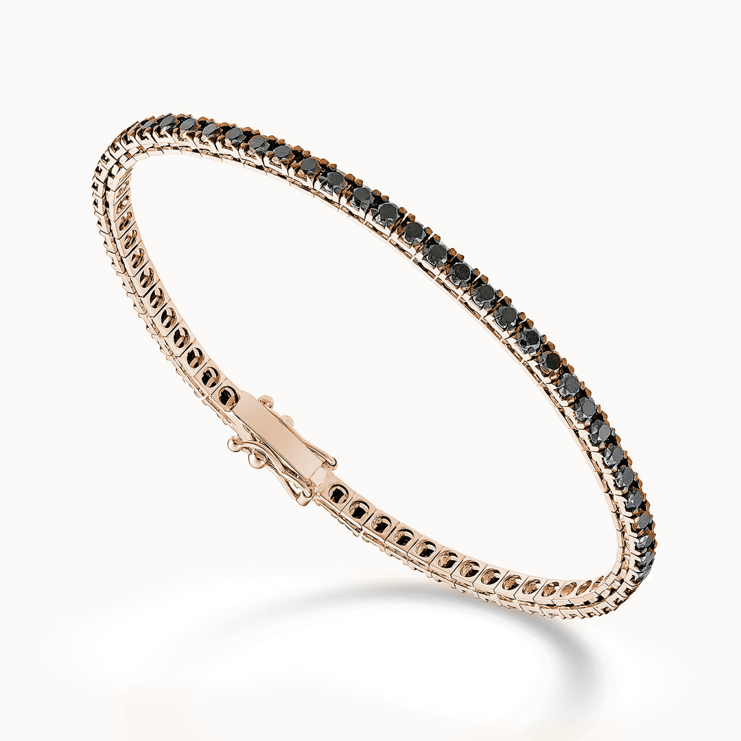 Nihama br tennis 18k black spinel ct.2.05 cm.17.5 rose gold - 78 settings NBTQ220SBKO3