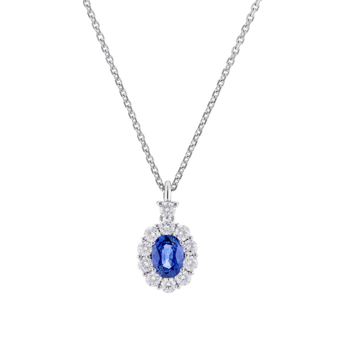 Collar Golay 5x4 zafiro ovalado y contorno de diamantes PCL041DIZB1-26111110406