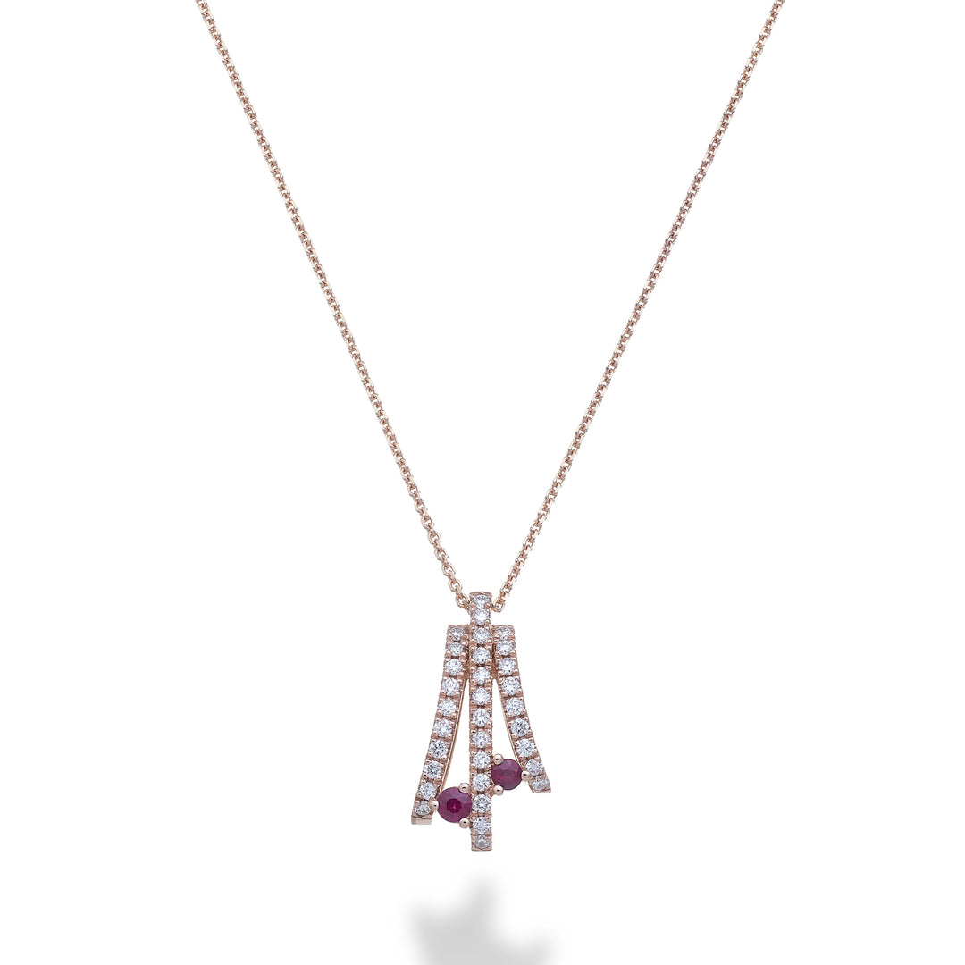 Collier de diamants Golay à trois rangs avec deux rubis tangents GMF779DRUR-25335110175