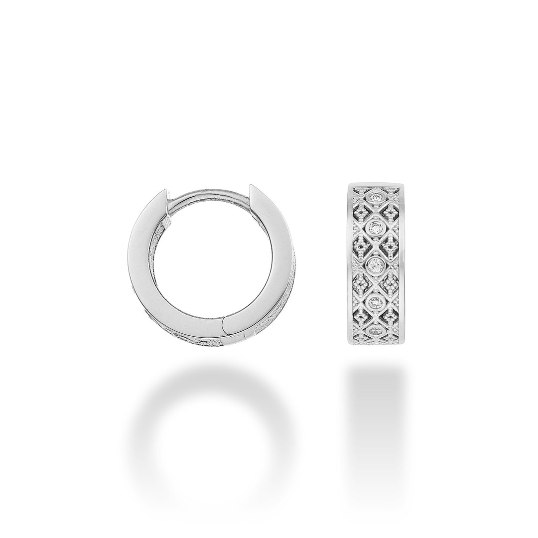 Nihama or 18k tondi texture diam. ct.0,05 oro bianco diam. est. 12mm NO5064O4BR005