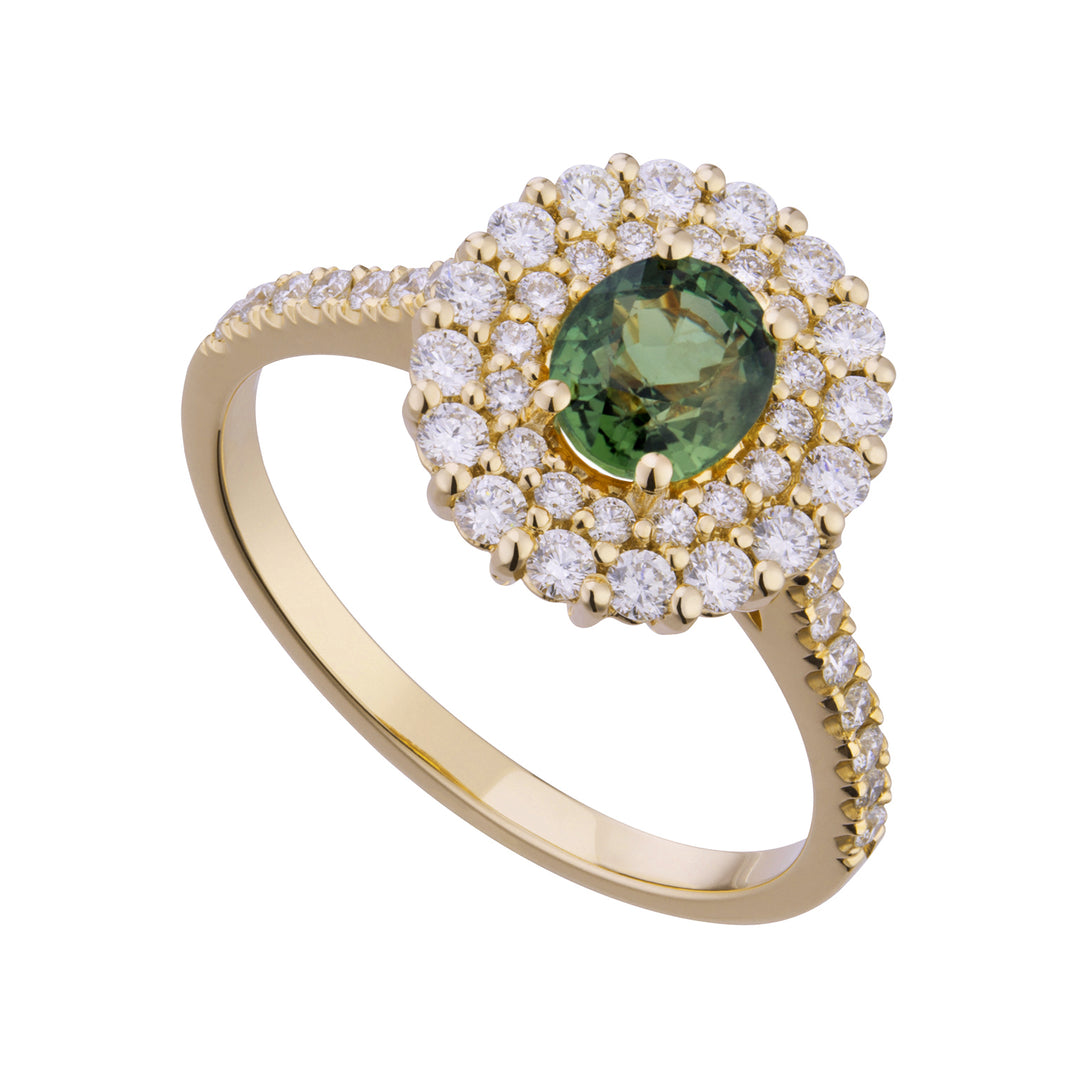 Golay anello zaffiro green ovale e diamanti con contorn ACLC069DIZG-21049110005