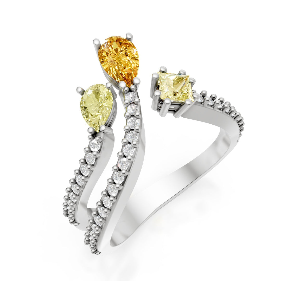 Golay diamant fantaisie forme bague diamants sur la tige AMP734DFYB-25199110066
