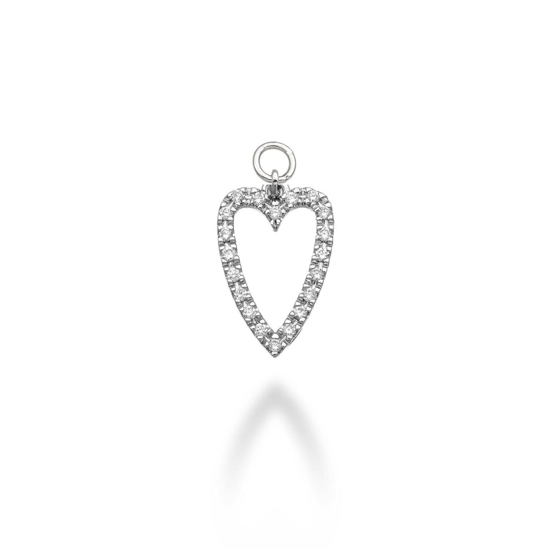 World Diamond Group charm cuore lungo 18k ct.0,12 oro bianco GCH213DIO4