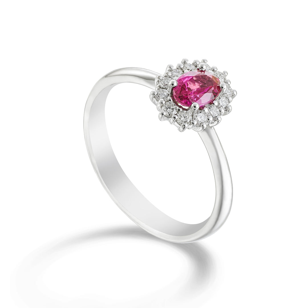 Anillo Golay rubí ovalado 6x4 y 12 diamantes contorno ACL1102DIRU64-23255110033