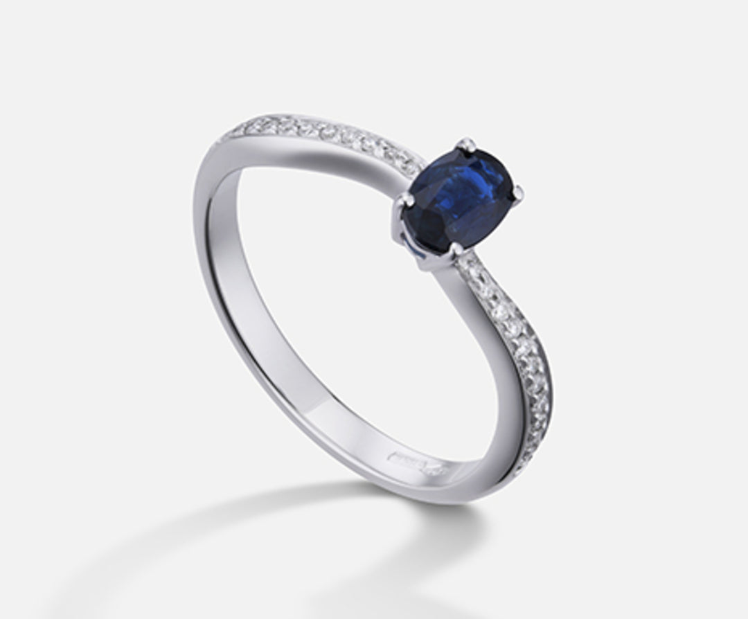 Nihama un zafiro ovalado de 18k 6x4 ct.0,40 diam. 0,10 quilates NA5108O4ZFD