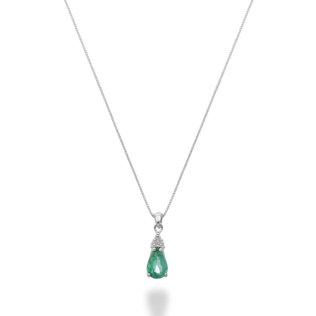 Mikiko cl 9k emerald n. 6x4 drop with three diamonds MD5192R4SMN032