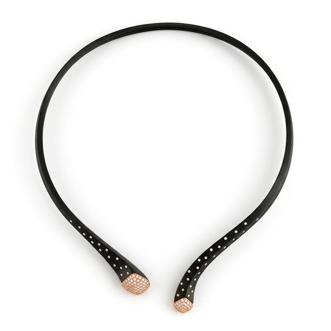 Golay collana in titanio nero e oro 18k con diamanti sull&