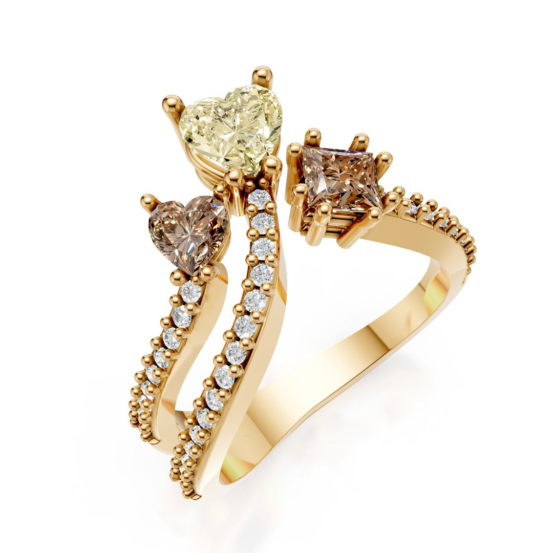 Golay diamant fantaisie forme bague diamants sur la tige AMP691DFYG-25106110114