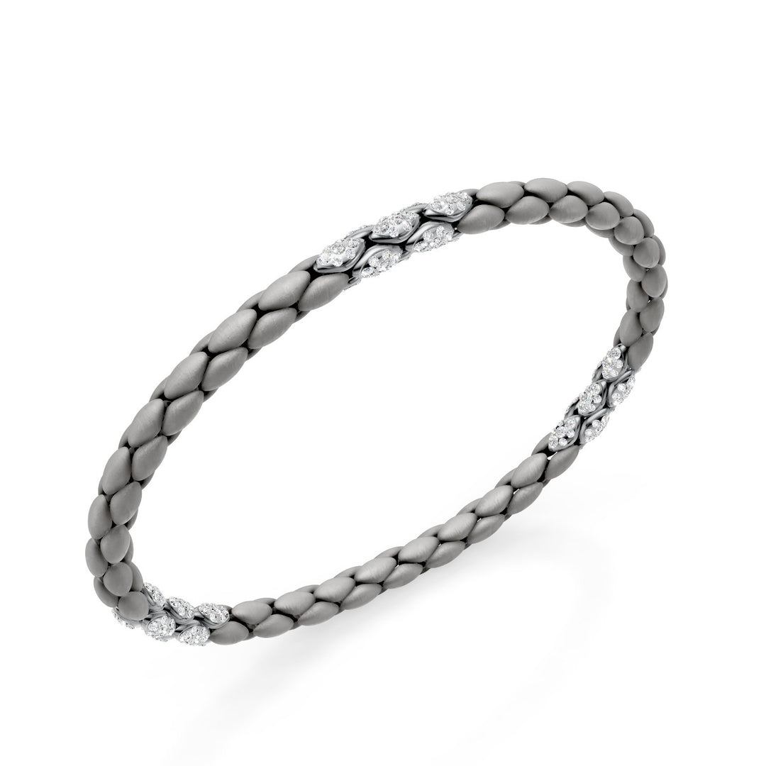 Golay bracciale in titanio grigio, con 15 inserti pavettati platino, maglia a spiga, 18cm GBR032E15PTDIGR-180