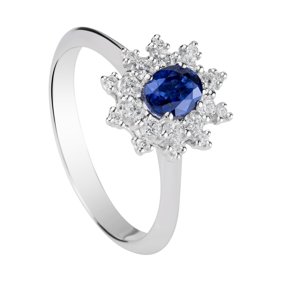 Golay 5x4 sapphire daisy ring with diamond contour ACL070DIZB-18075110277