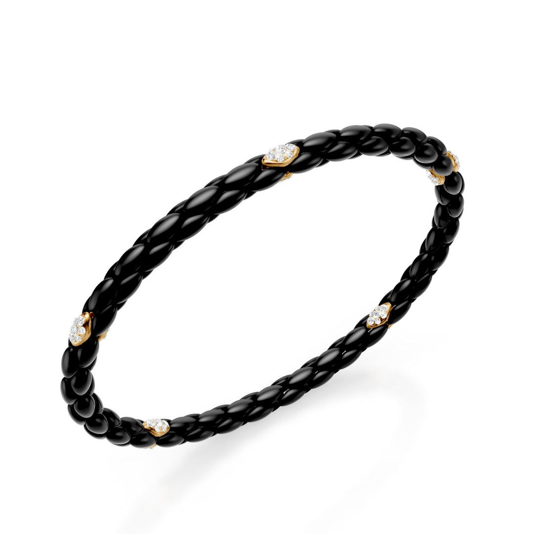 Bracelet Golay en titane noir, avec 5 inserts pavés en or jaune 18 carats, maillon à chevrons, 18,5 cm GBR032E5O1DINE-185