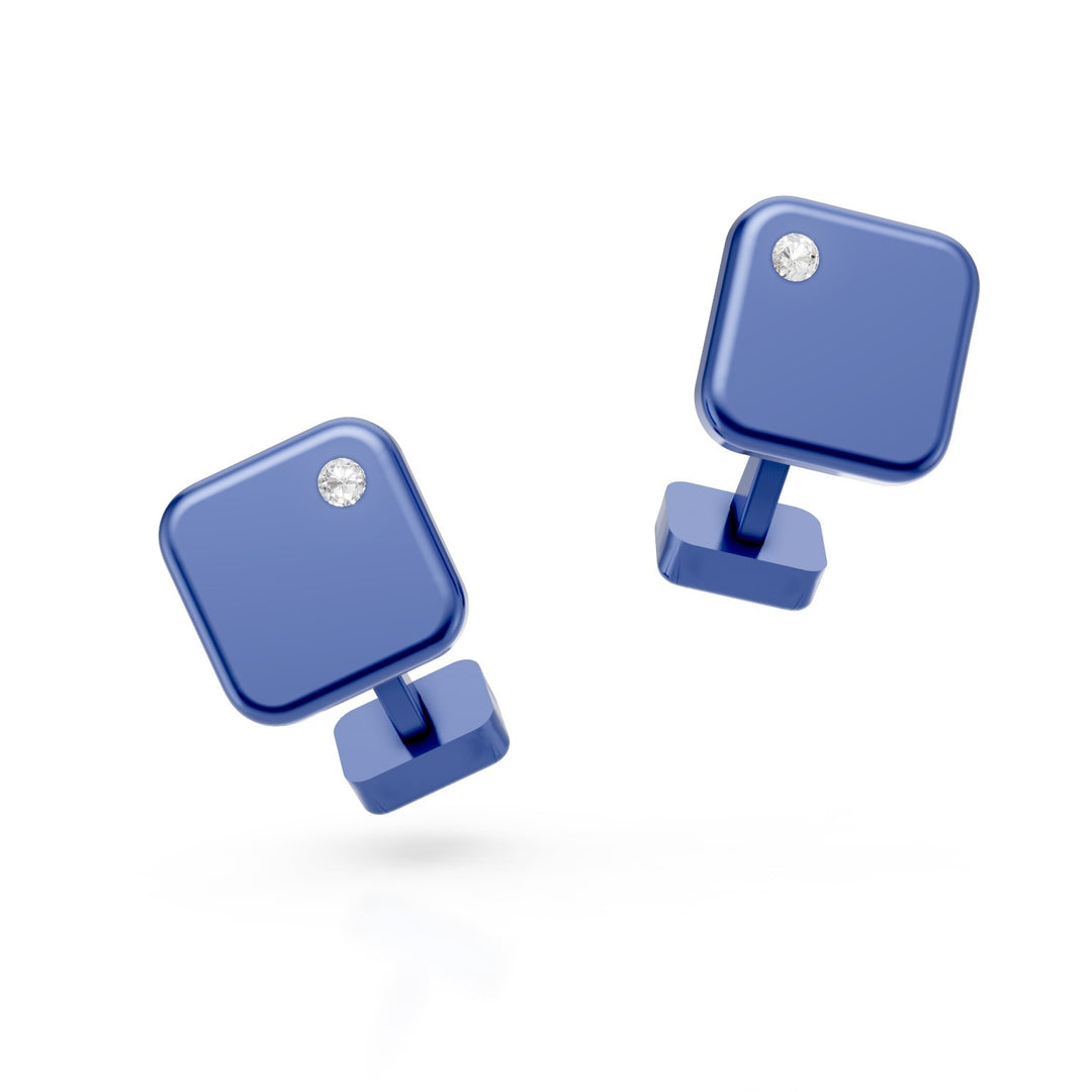 Boutons de manchette en titane bleu serti de diamants World Diamond Group GGEM001DIBL