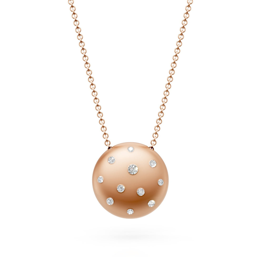 Collier pendentif cercle complet Golay en or 18 carats avec diamants épars, rose satiné GD011O3DI