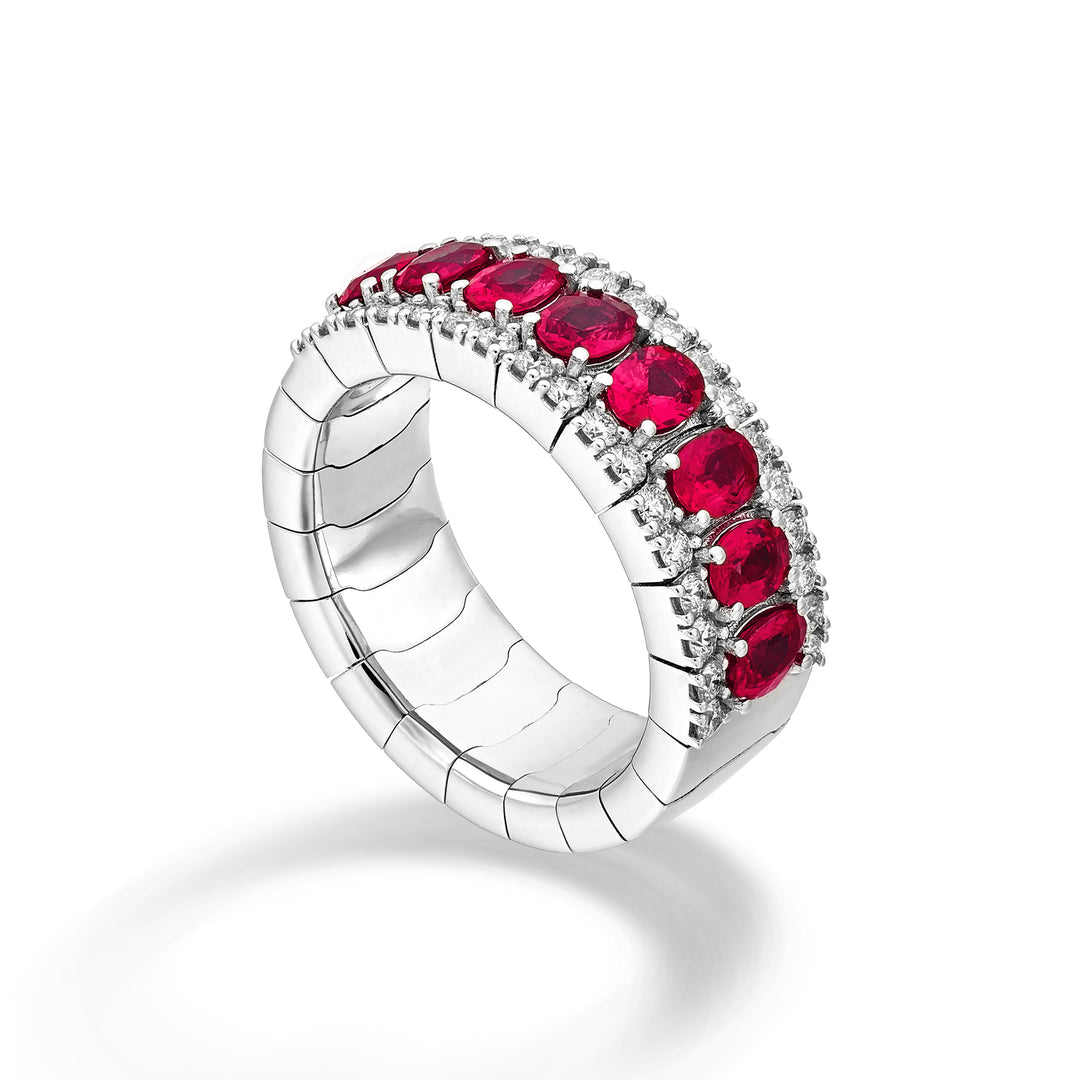 Anillo riviera elástico golay con 8 rubíes ovalados 4x3 y diam ARE447DRU438-24276110050