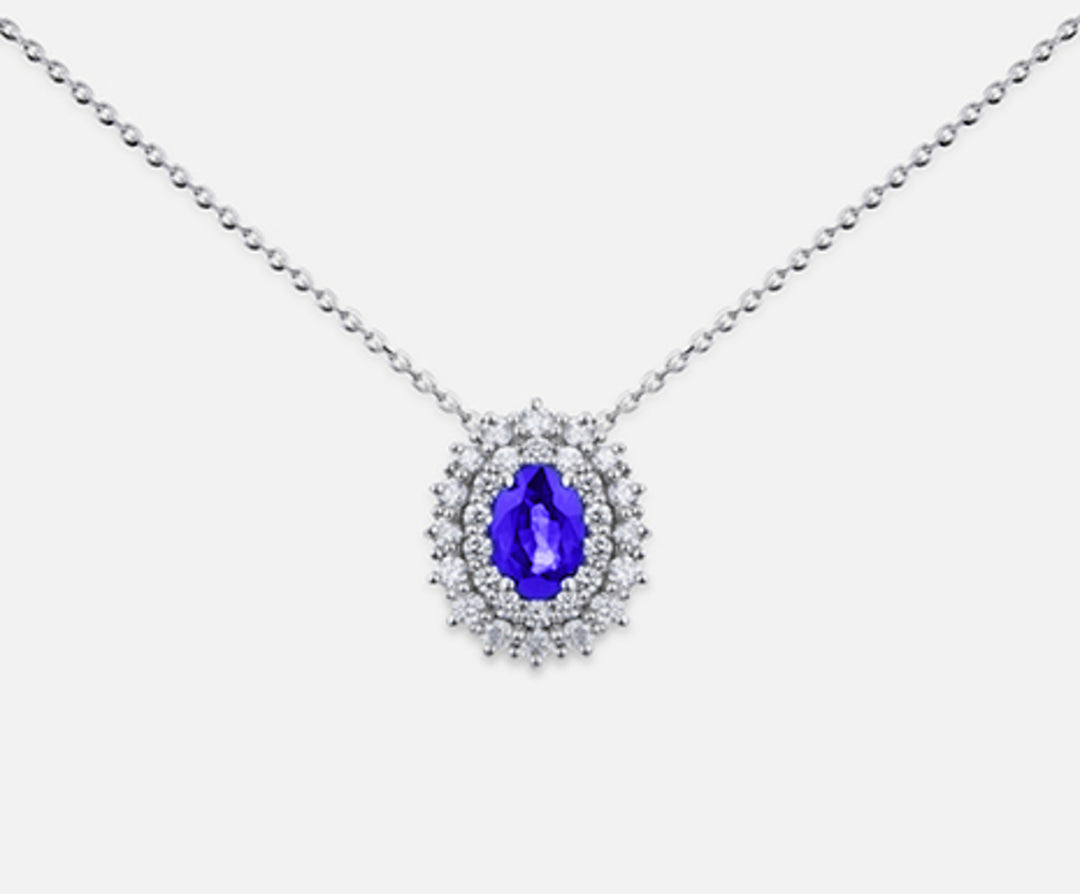 Nihama cl 18k tanzanite n. ovale 6x4 ct.0,38 diamètre ct.0,37 ND5060O4TZN