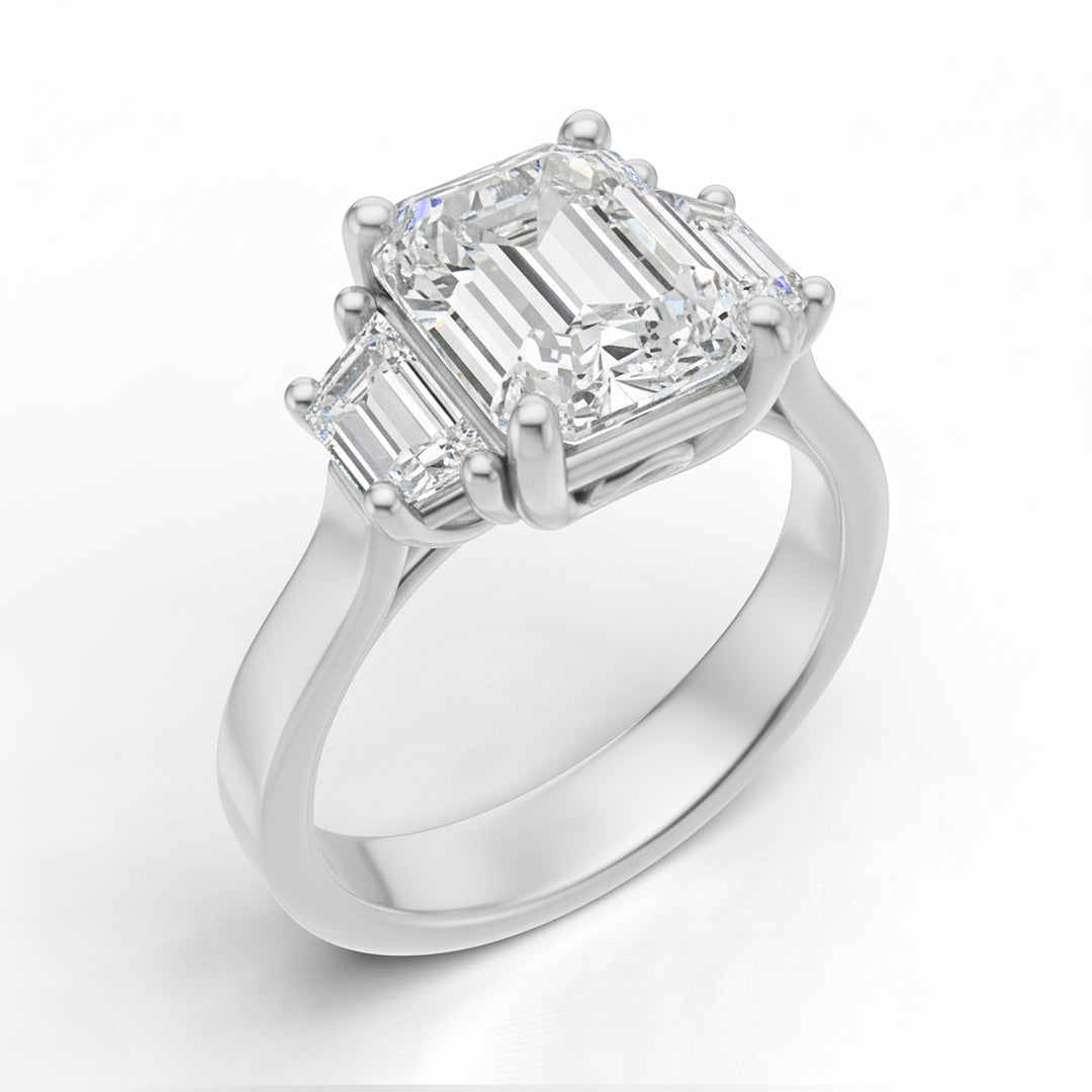 Bague solitaire du World Diamond Group. diamètre. émeraude ct. 4.00 trapèze plus tard APU996DI-25317110113