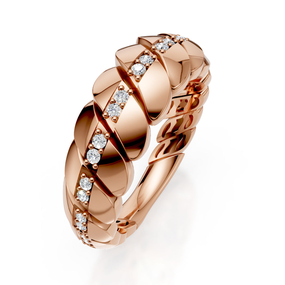 Anillo oscilante Golay con barra de diamantes en oro rosa AD001DIR-24036110090